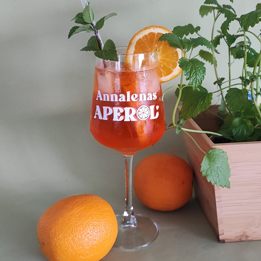 Aperol-Glas mit Name, PERSONALISIERBAR, 490 ml