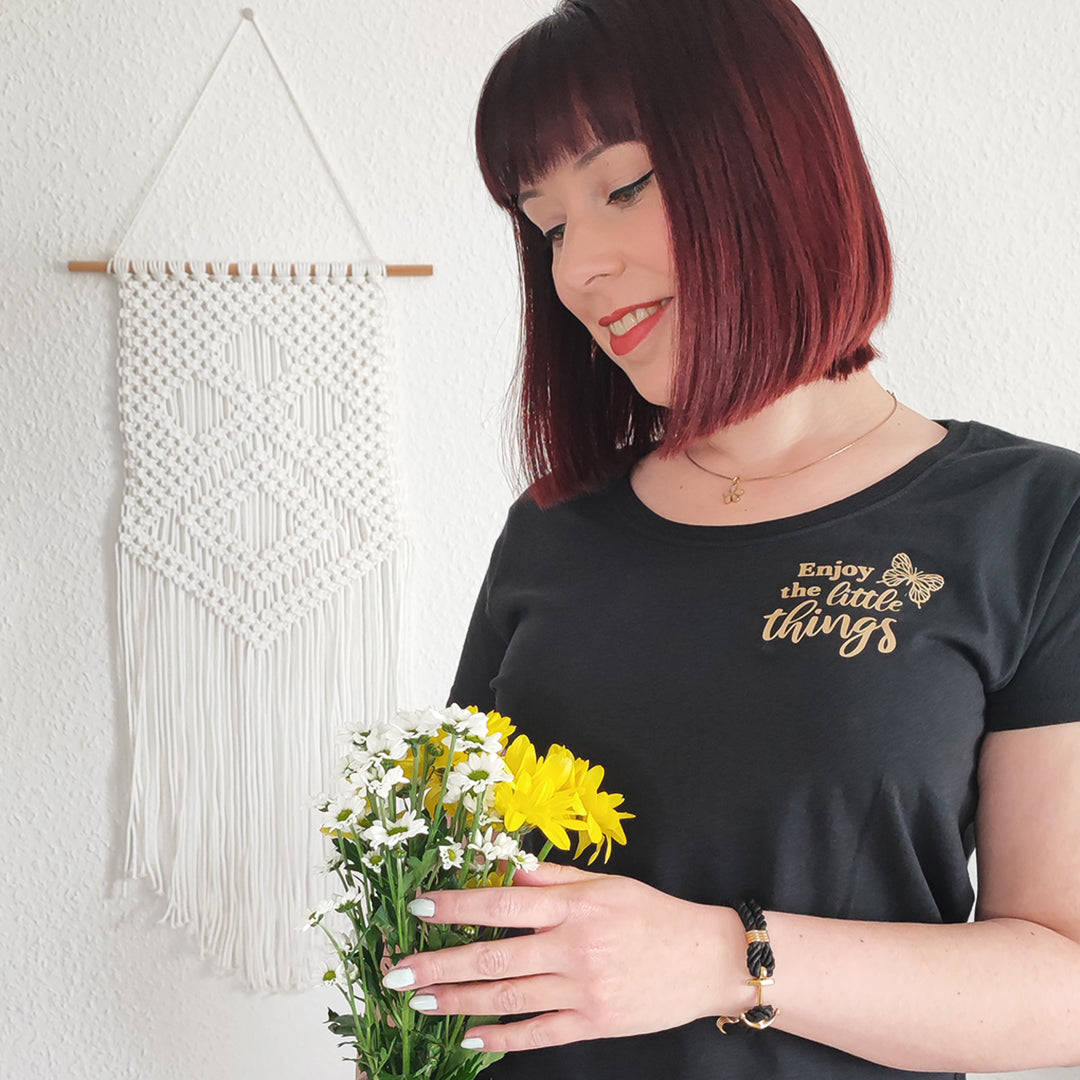 T-Shirt "Butterflies", schwarz mit gold