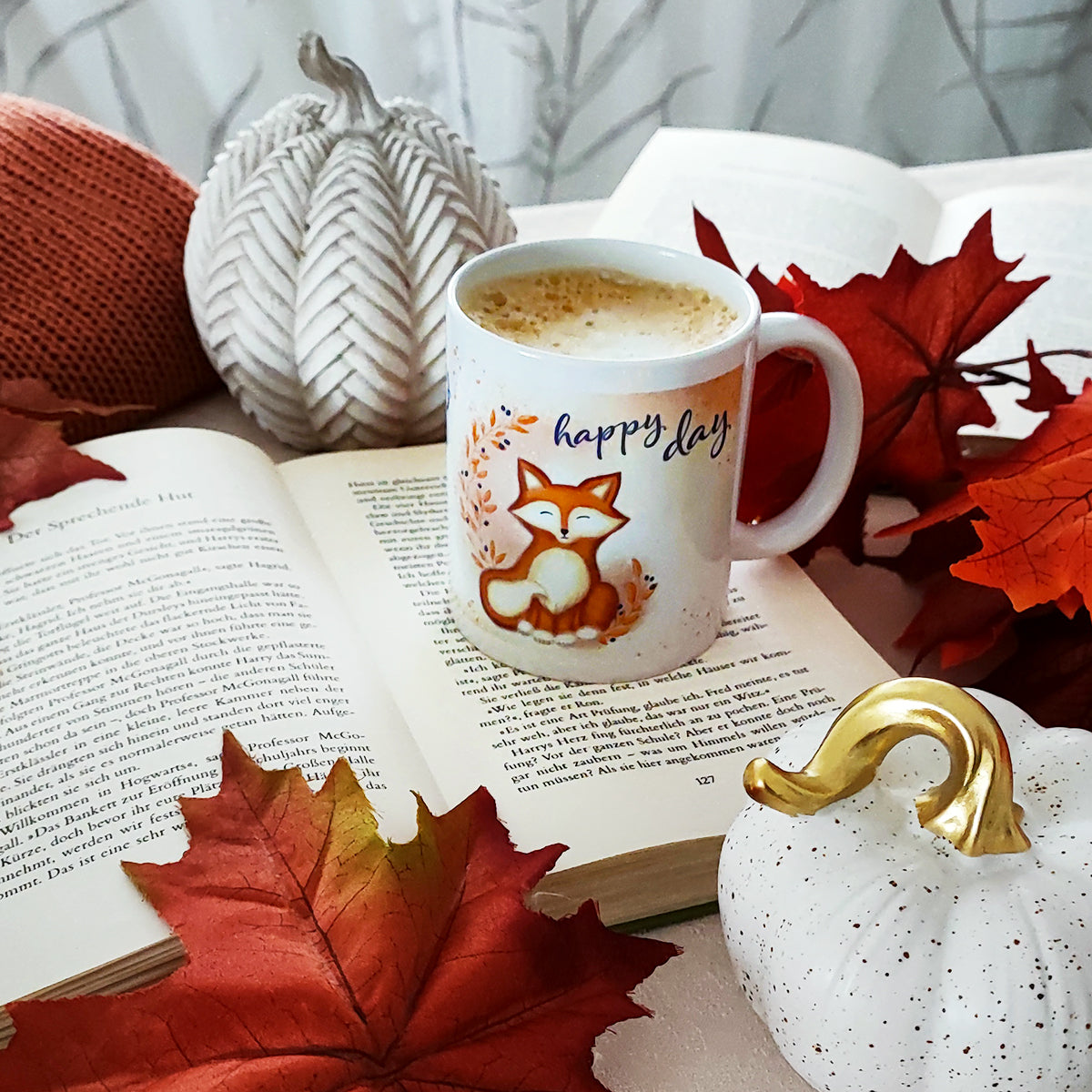 Tasse "Happy Fox", 340 ml (spülmaschinenfest)