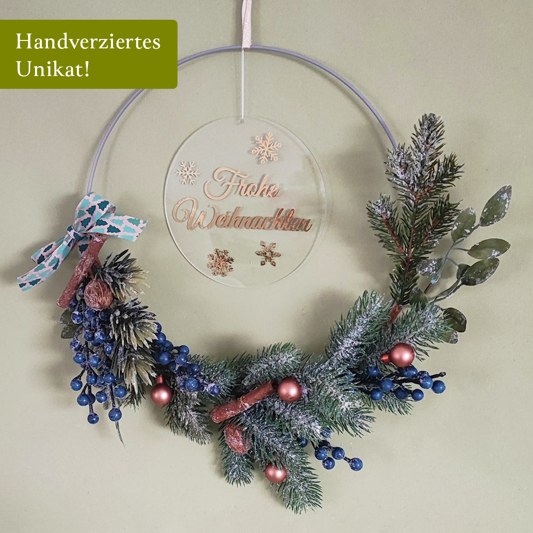 Türkranz "Frohe Weihnachen", blau