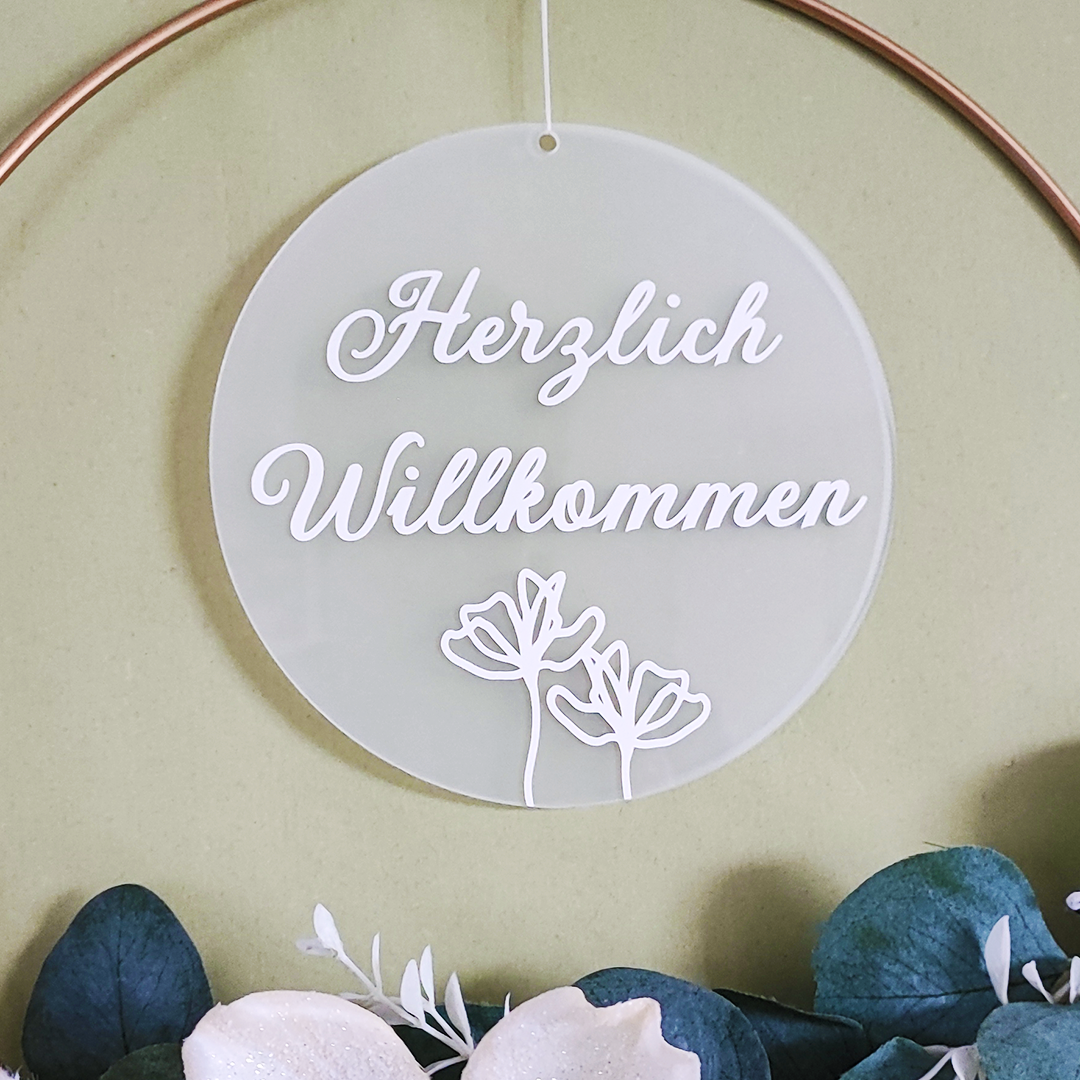 Türkranz "Herzlich Willkommen" mit Glitzermagnolie