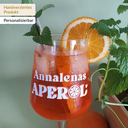 Aperol-Glas mit Name, PERSONALISIERBAR, 490 ml