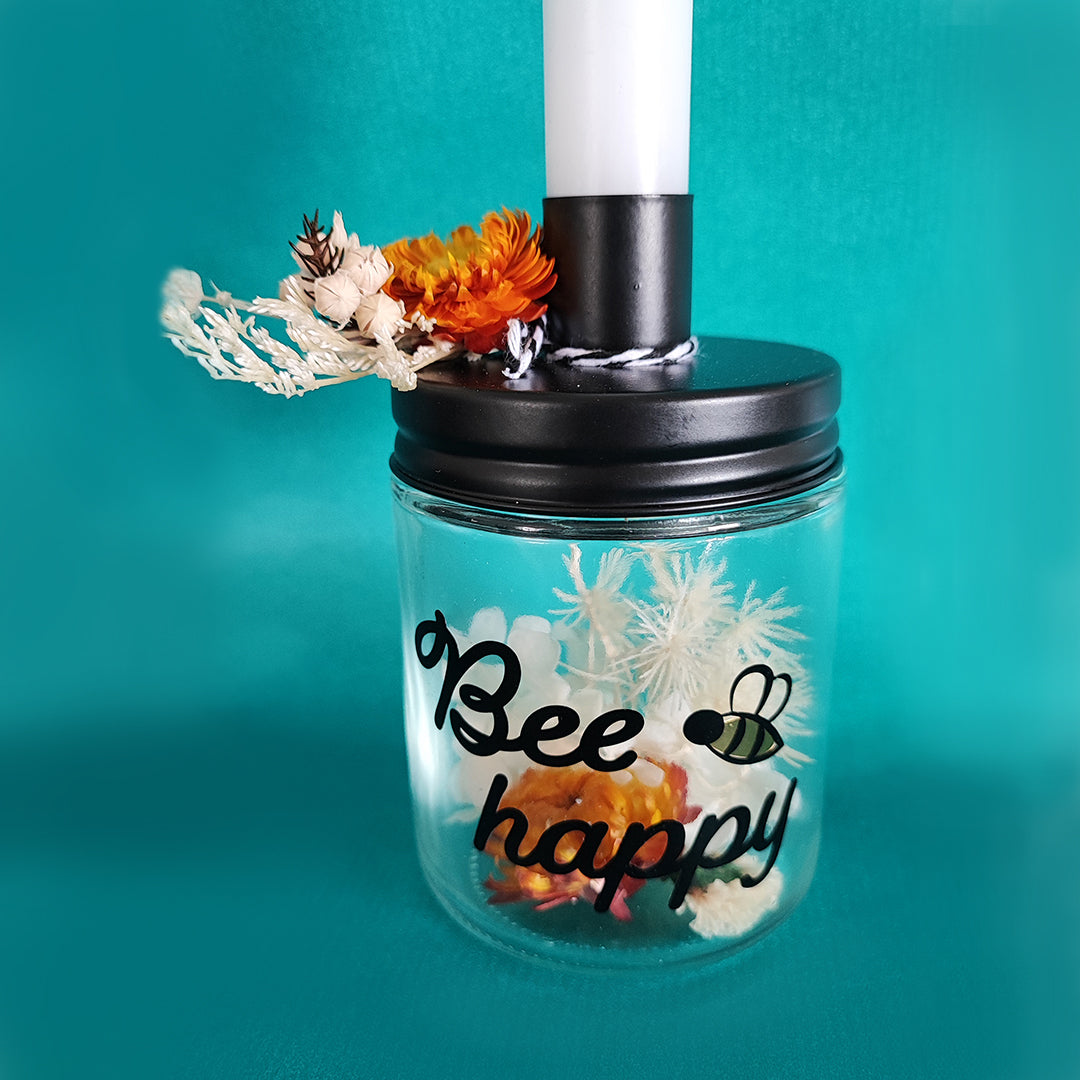 Kerzenständer "Bee happy", 7 x 7 x 12 cm