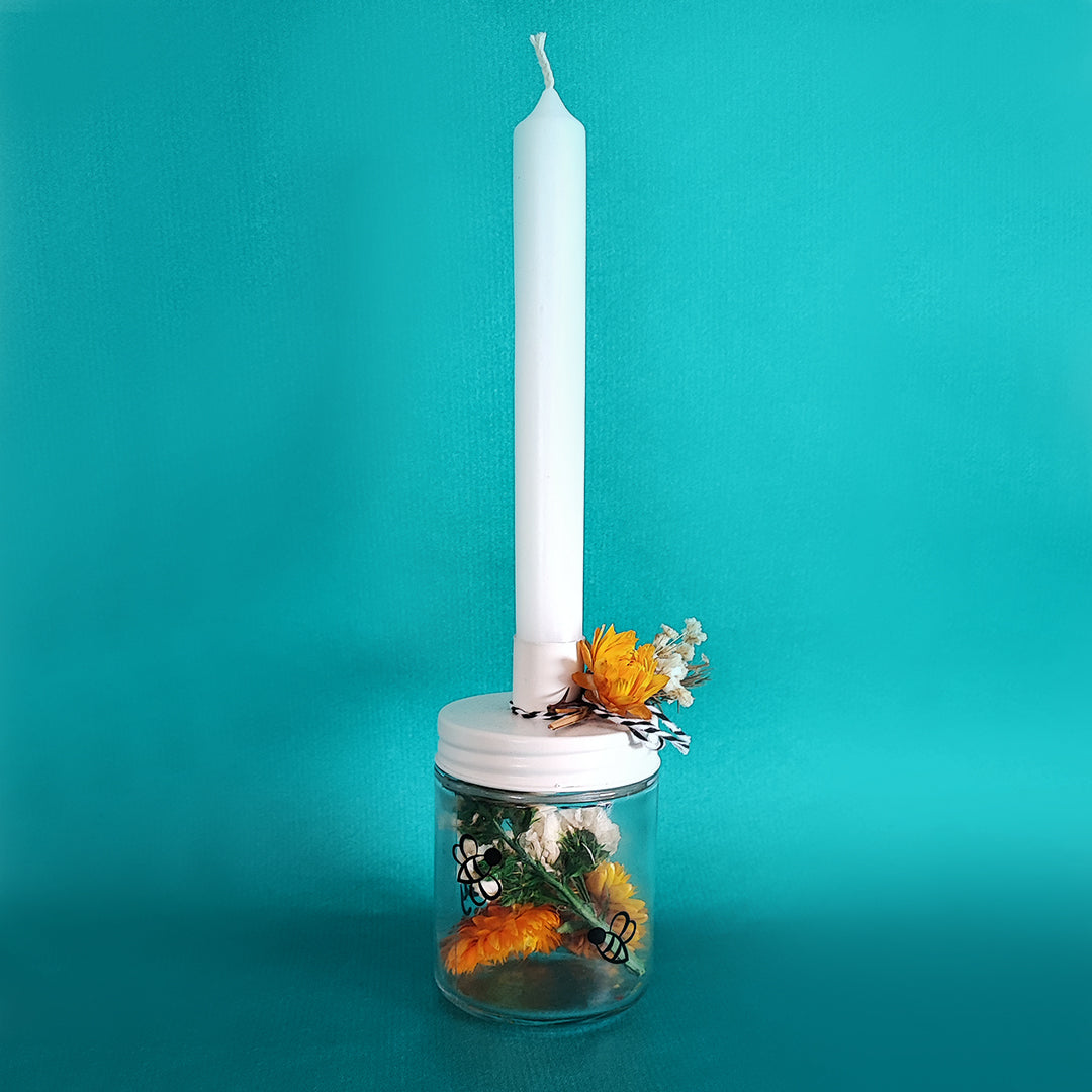 Kerzenständer "Bee happy", 7 x 7 x 12 cm