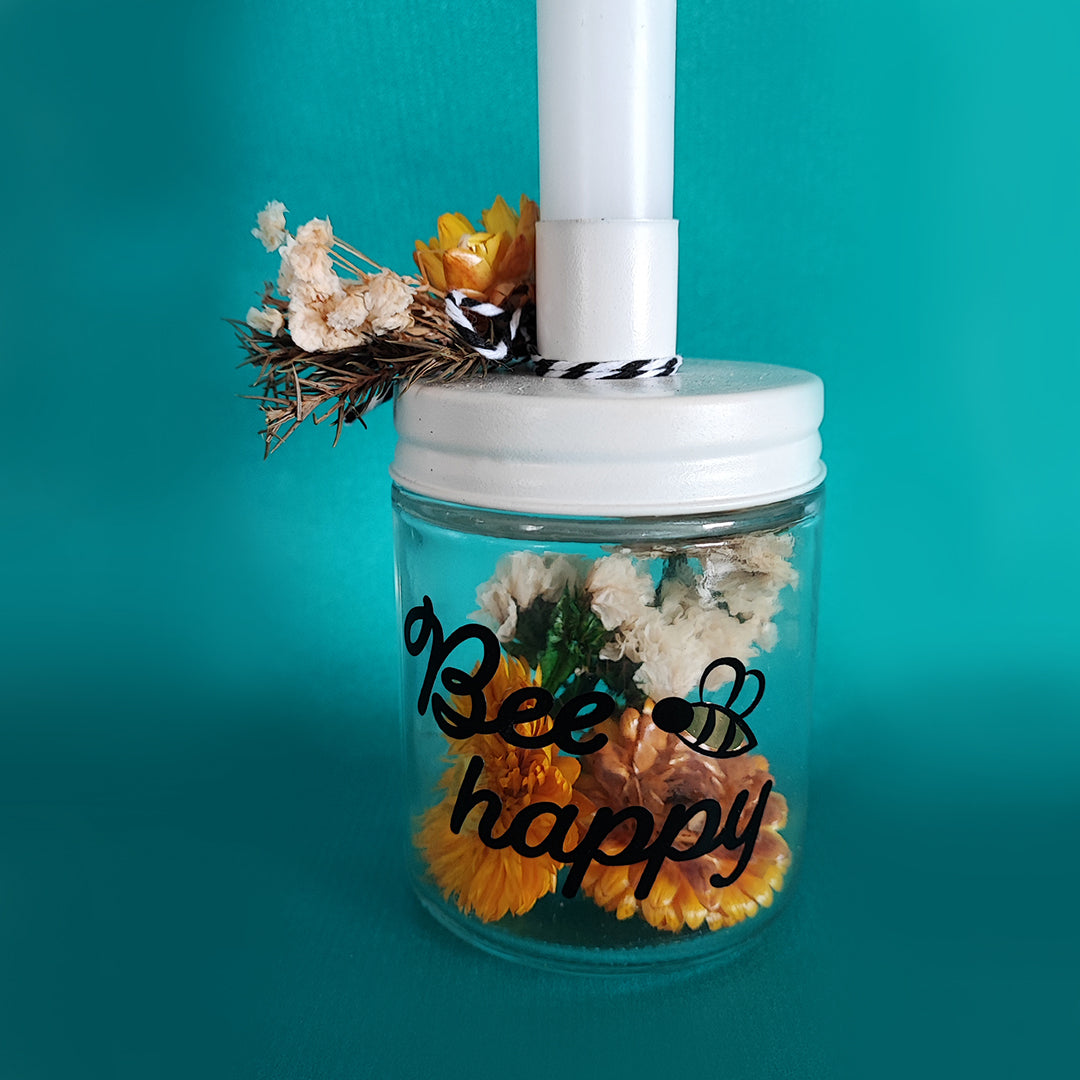 Kerzenständer "Bee happy", 7 x 7 x 12 cm