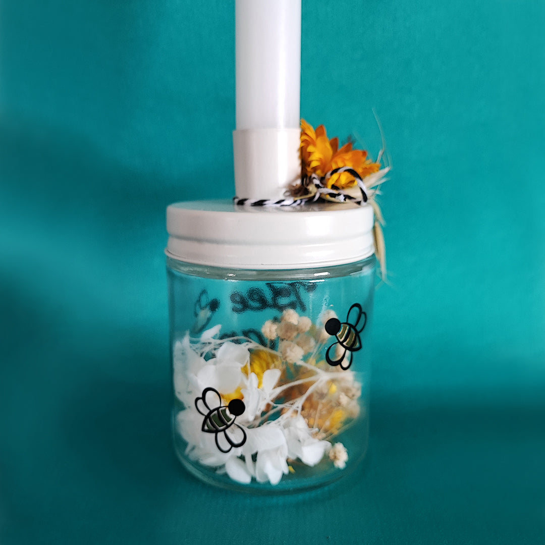 Kerzenständer "Bee happy", 7 x 7 x 12 cm