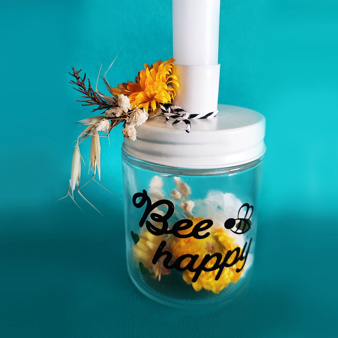 Kerzenständer "Bee happy", 7 x 7 x 12 cm