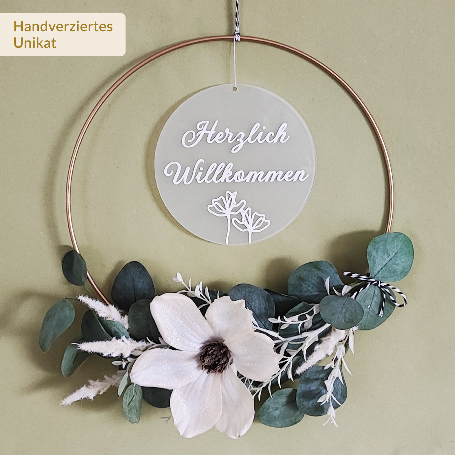 Türkranz "Herzlich Willkommen" mit Glitzermagnolie