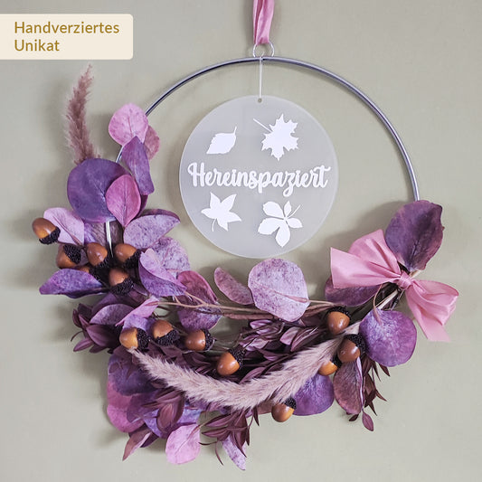 Türkranz "Herbst", rosa-violett mit silbernem Ring
