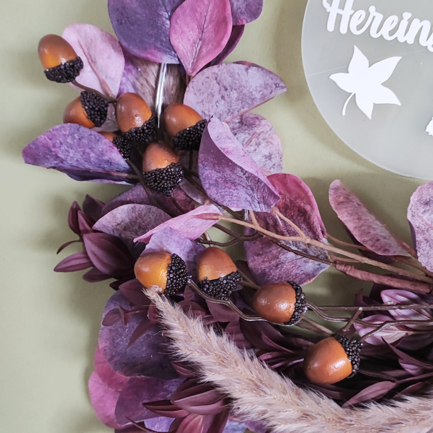 Türkranz "Herbst", rosa-violett mit silbernem Ring