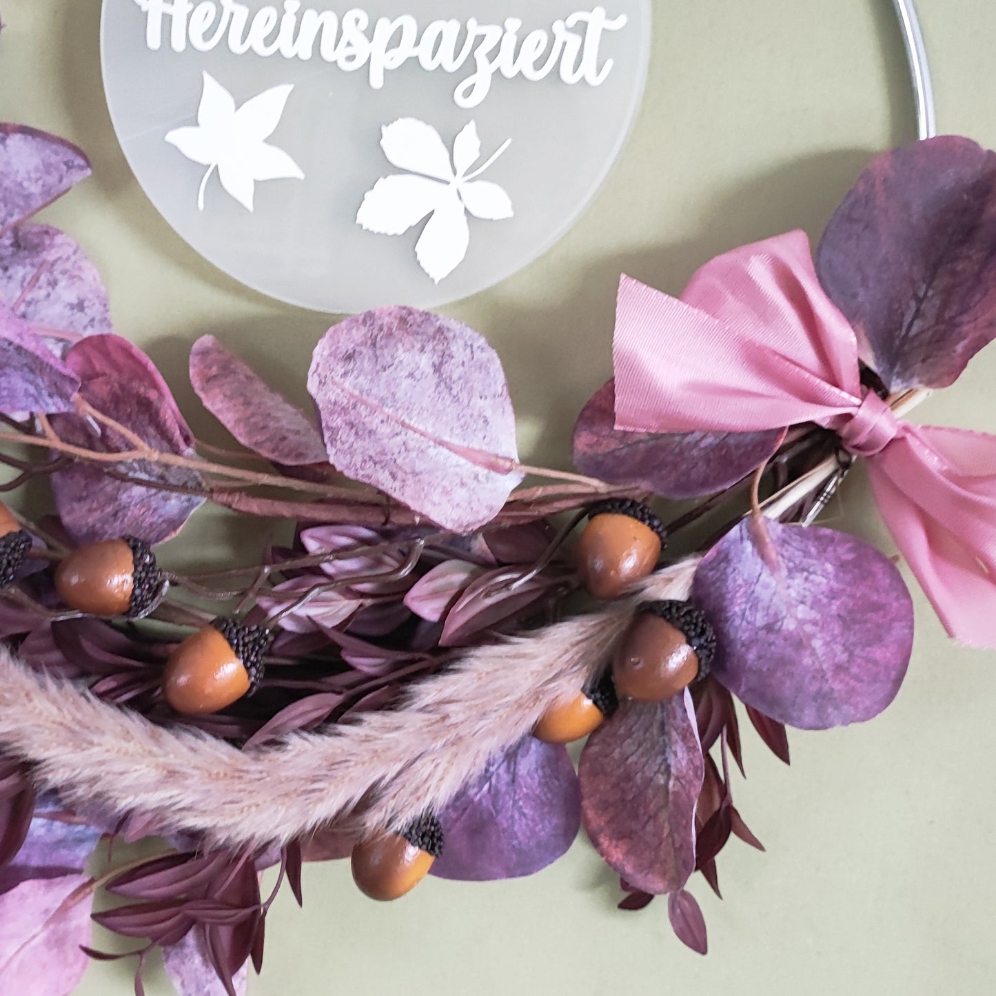 Türkranz "Herbst", rosa-violett mit silbernem Ring